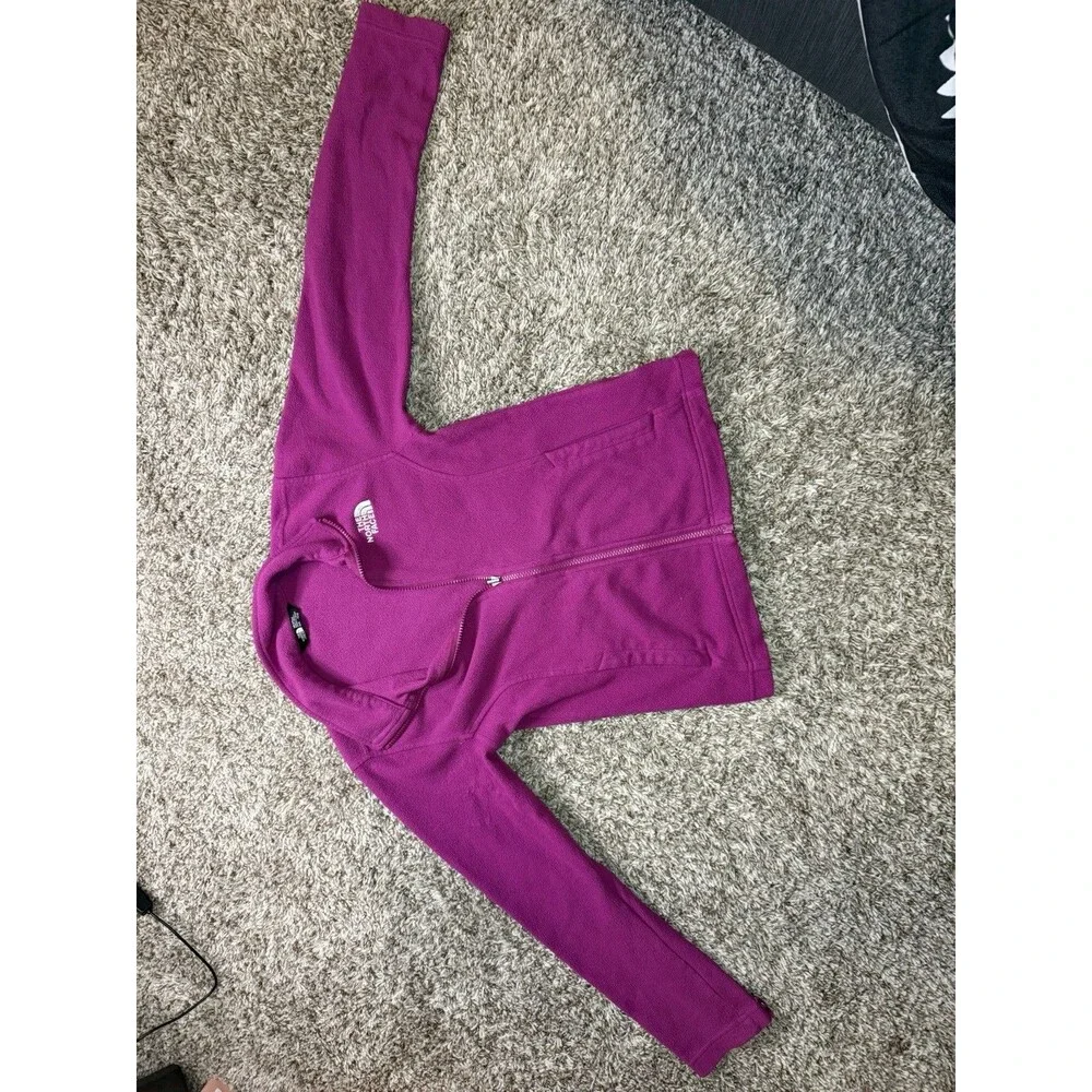 The North Face Girls TKA 100 Glacier Full Zip Fleece Jacket Fuchsia Purple Med